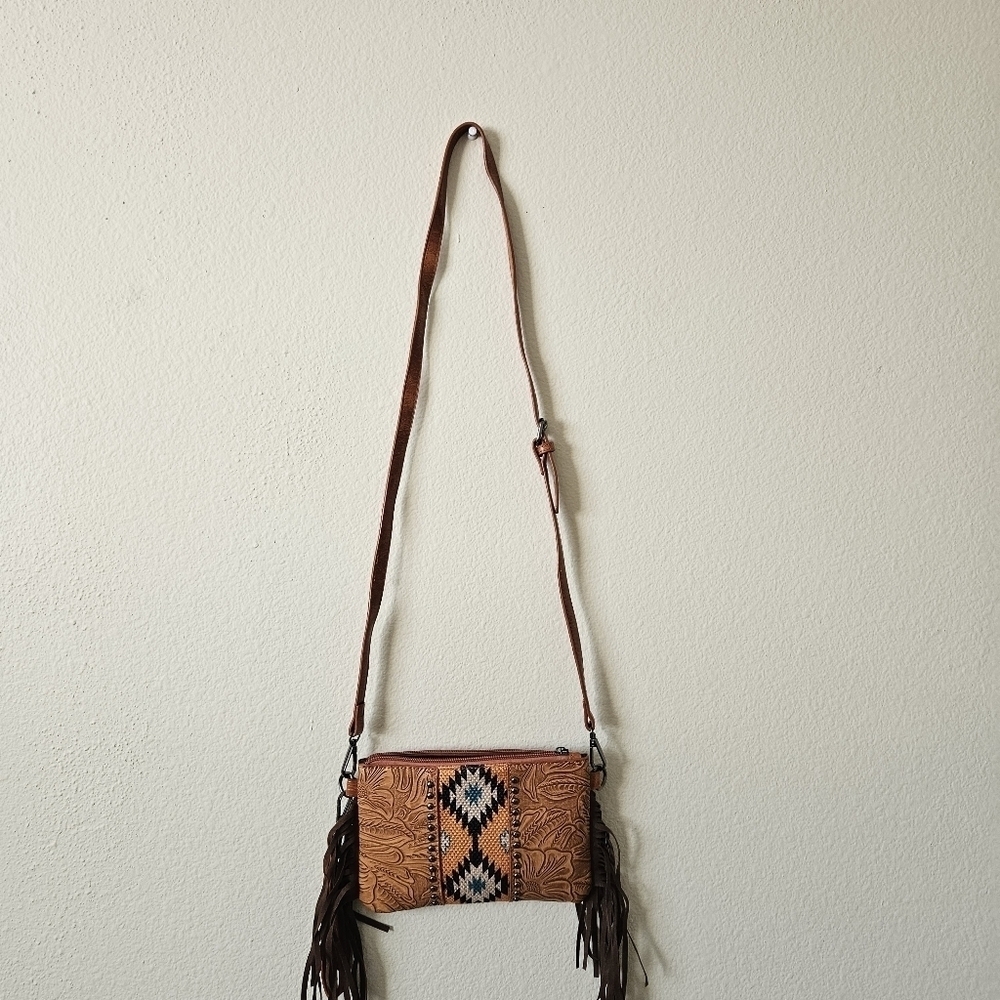 Brown Fringe Crossbody Bag Clutch